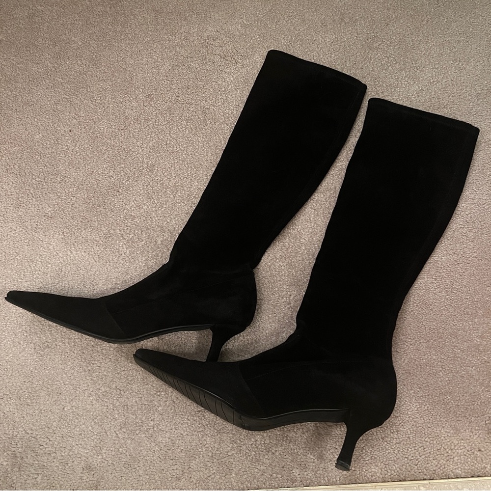 Stuart Weitzman Suede Black Knee High Boots Size 8 - Picture 3 of 13
